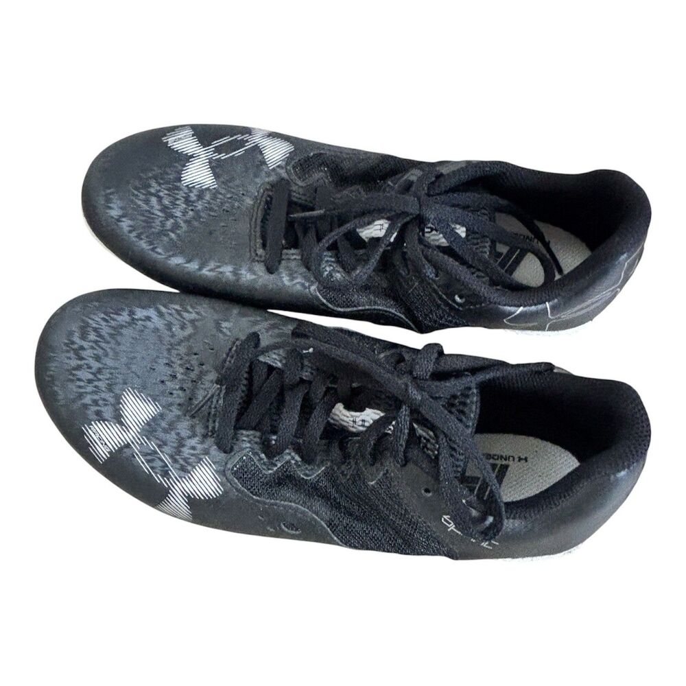 Under Armour Sprint Track Cleats Spikes Black White Shoes Men 6.5 Women 8 Racing